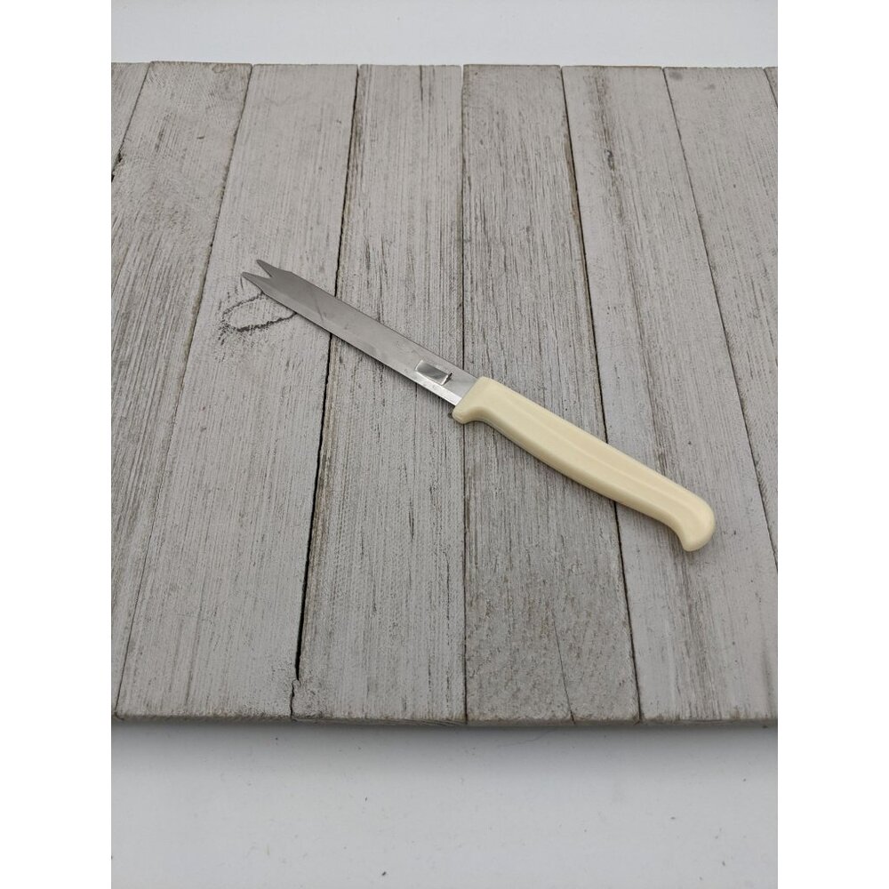 Quikut Utility All Purpose Cheese Meat Slicing Knife Serrated 2 Prongs 4" Blade